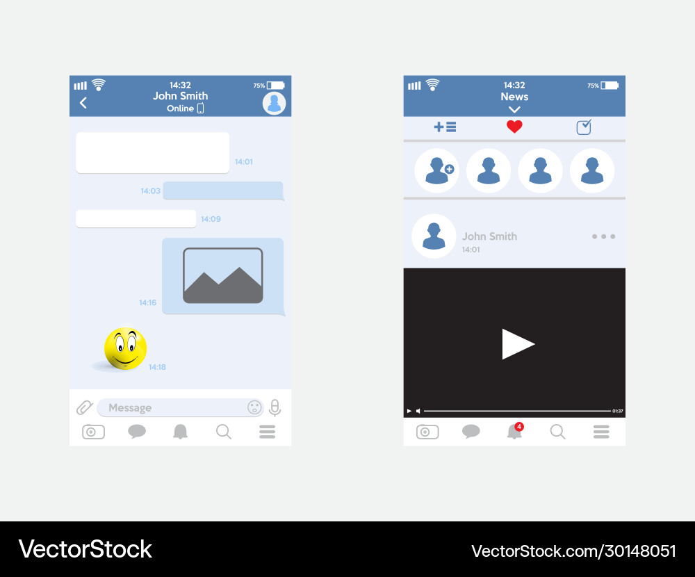 Internet browser window with an open social vector image