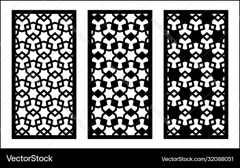 Laser cut decorative panel set jali design vector image