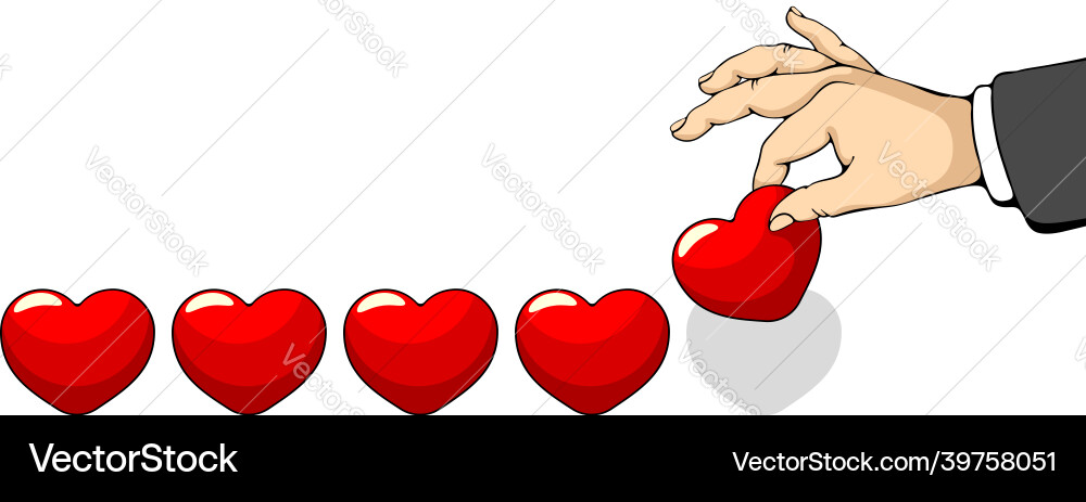 Mens hand holding a red heart Vector Image