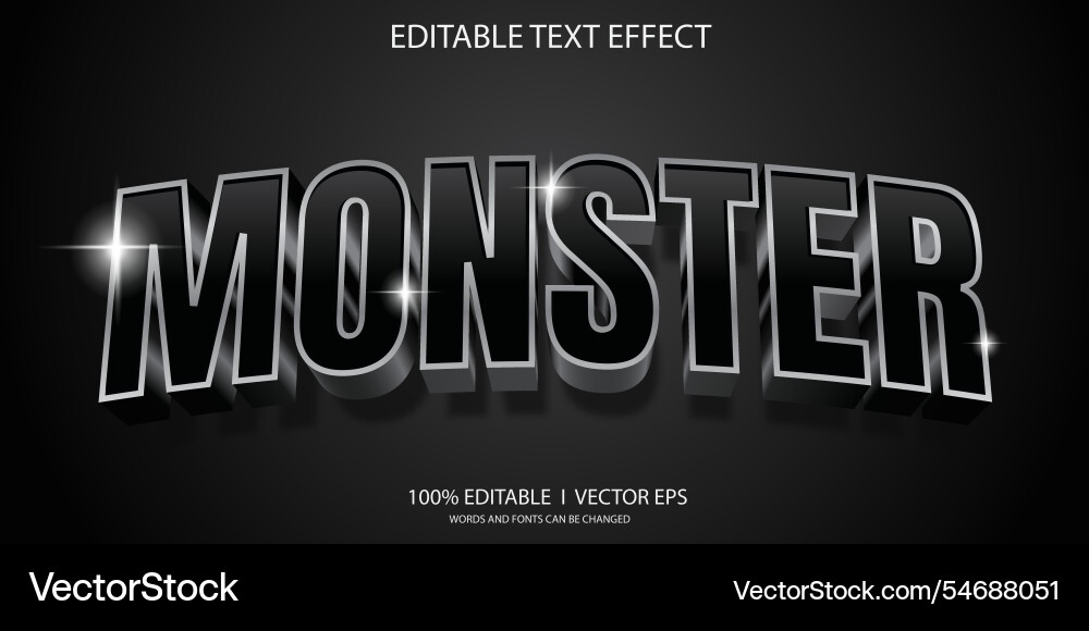 Monster 3d text effect with modern style design Monster 3d text effect with modern style design vector image