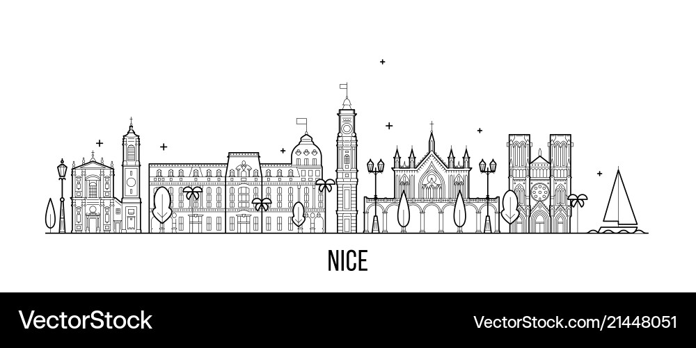 Nice skyline france buildings city Nice skyline france buildings city vector image