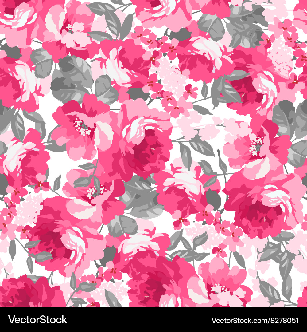 Pink Rose Seamless Floral Pattern Vector Image