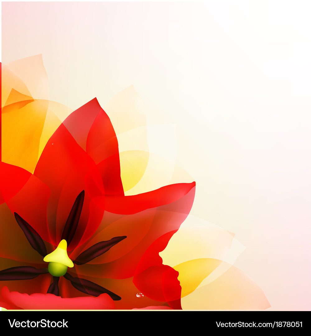 Red Tulip Border with Soft Blur vector image