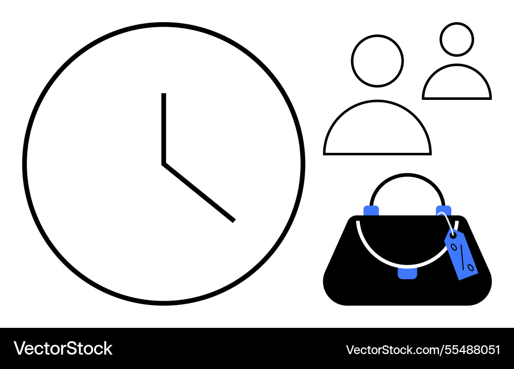 Time management and shopping concepts with clock Time management and shopping concepts with clock vector image
