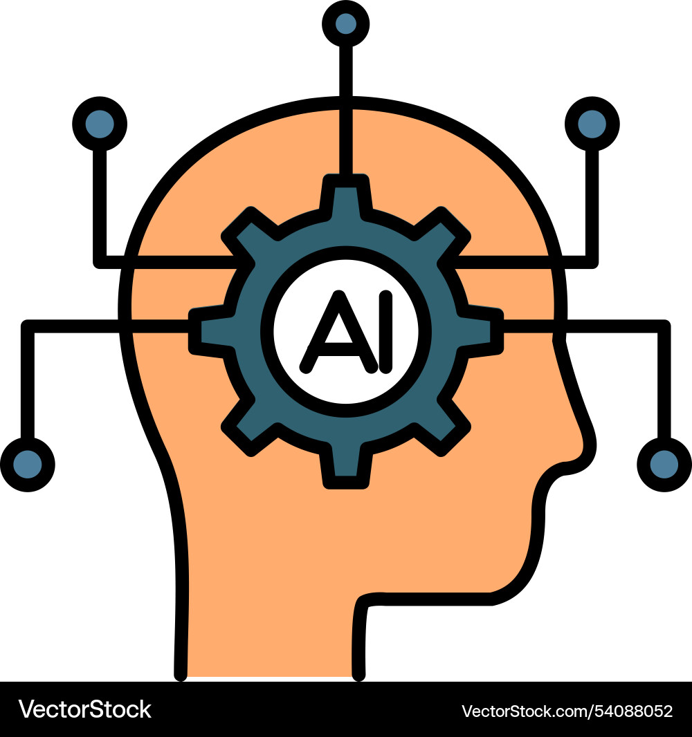 Artificial intelligence line filled icon design Vector Image