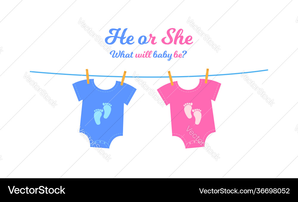 Baby bodysuits with blue and pink footprints Baby bodysuits with blue and pink footprints vector image