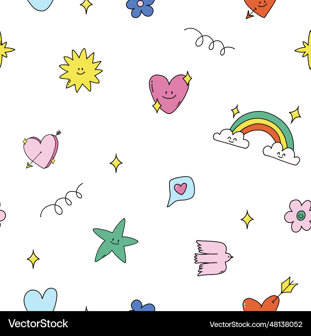 Beautiful kid seamless pattern with cute Vector Image