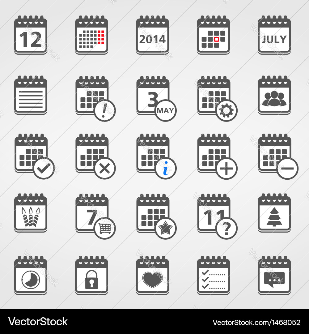 Calendar icons Royalty Free Vector Image - VectorStock