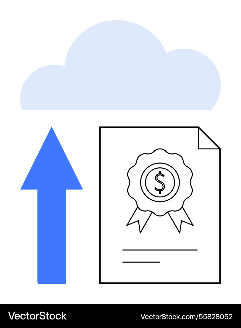 Cloud upload of financial document with dollar Cloud upload of financial document with dollar vector image