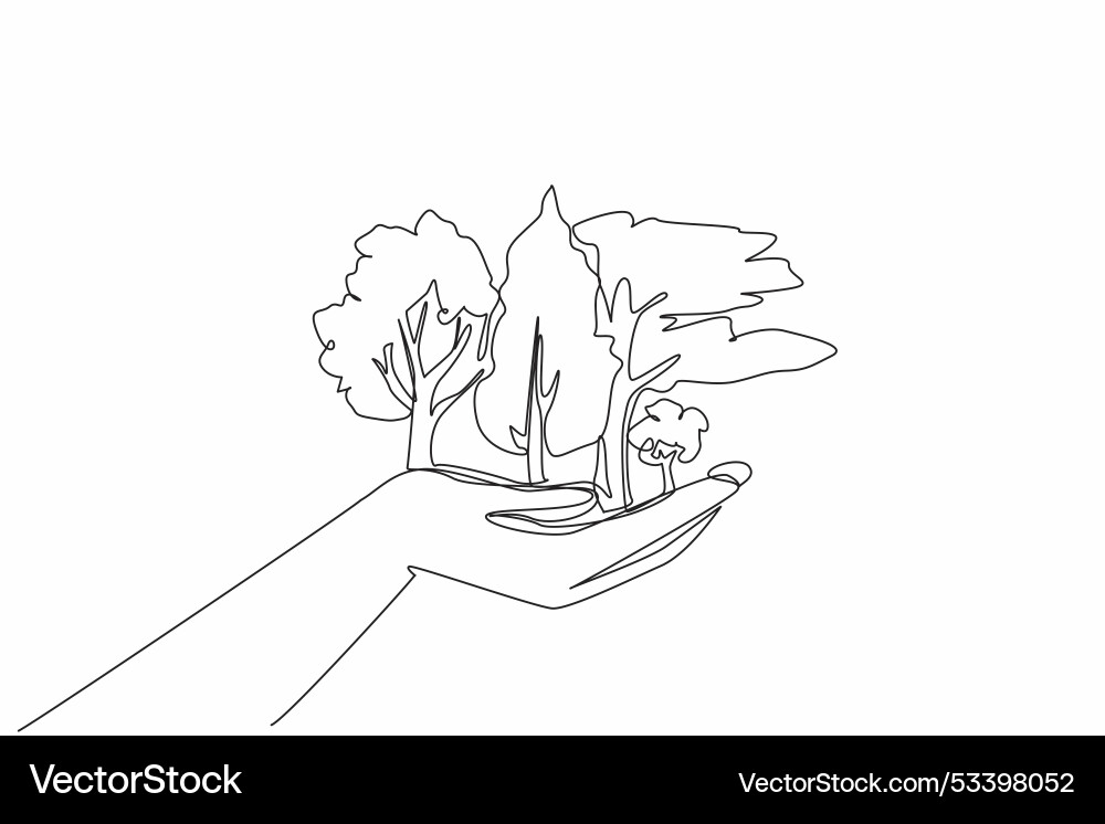 Continuous one line drawing open palm on top Continuous one line drawing open palm on top Vector Image