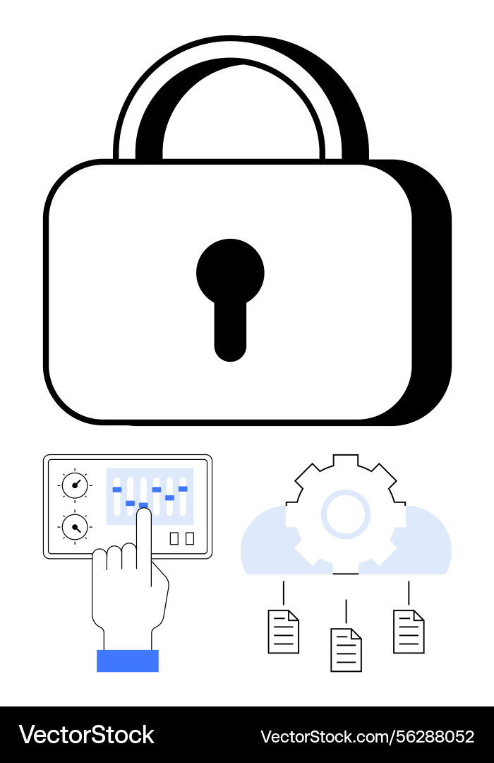 Cybersecurity concept with padlock control panel Cybersecurity concept with padlock control panel vector image