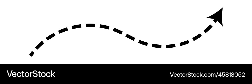 Dashed arrow set doodle dot line thin Royalty Free Vector