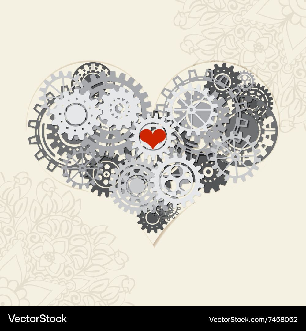 Heart with gears background for your Vector Image