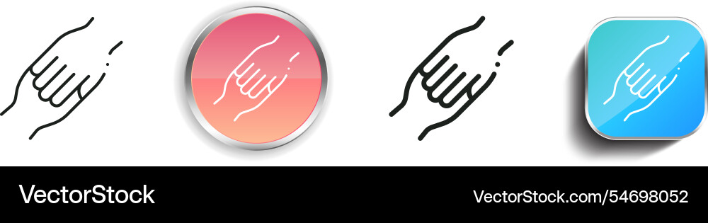 Holding hands icon thin linear regular and button Holding hands icon thin linear regular and button vector image