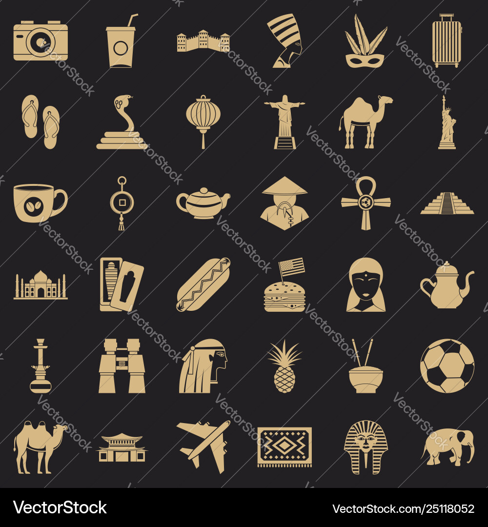 Journey icons set simple style Vector Image