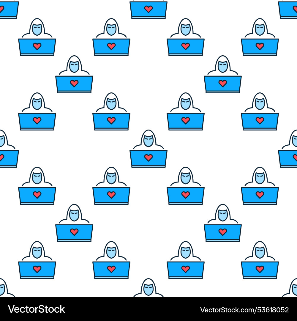Laptop and hacker colored seamless pattern Laptop and hacker colored seamless pattern vector image