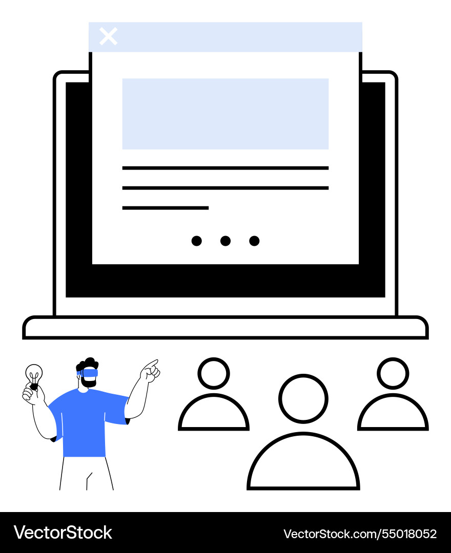 Online collaboration with a presentation displayed Vector Image