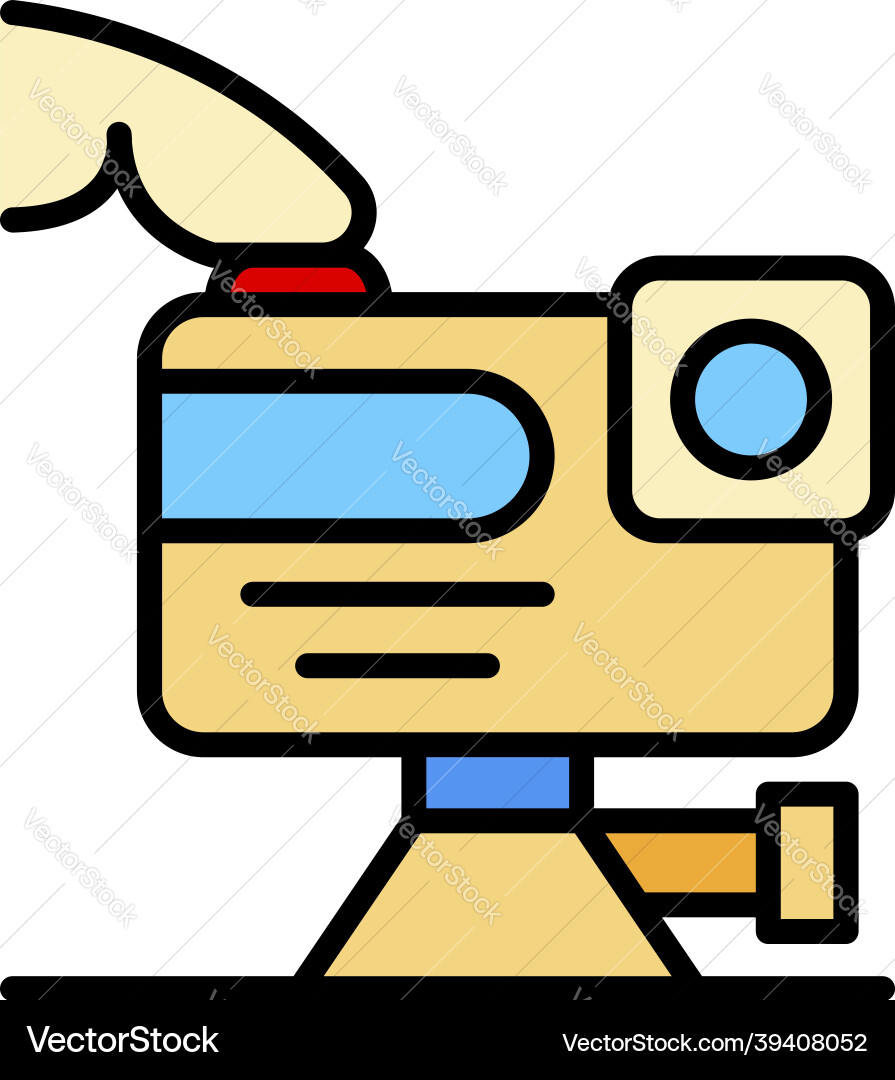 Play action camera icon color outline Play action camera icon color outline vector image