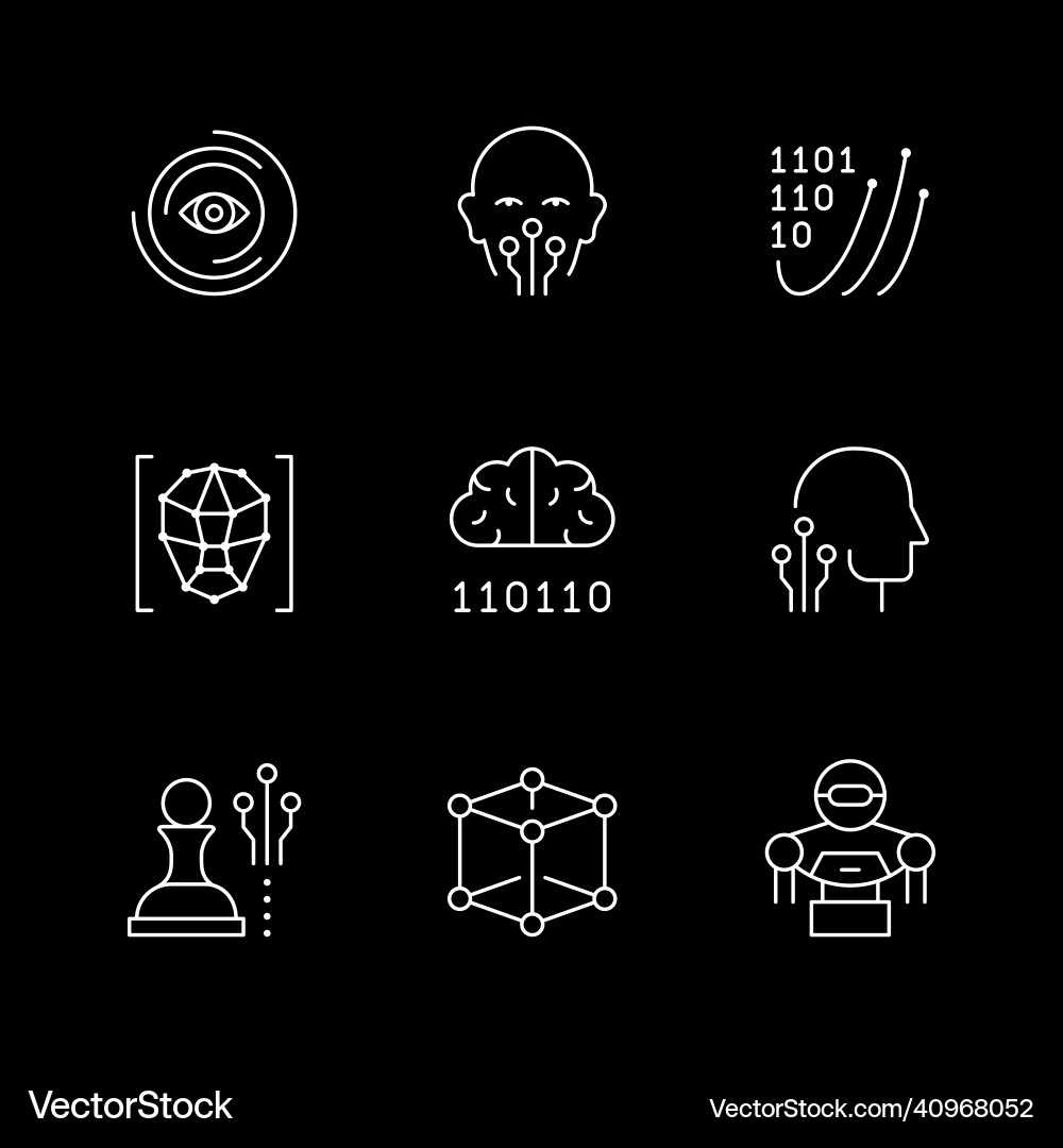 Set line icons of artificial intelligence Set line icons of artificial intelligence vector image