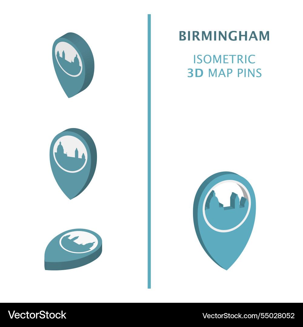 Uk birmingham 3d logo set west midlands england Uk birmingham 3d logo set west midlands england vector image