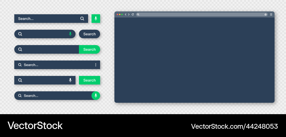 Blank internet browser window with various search Blank internet browser window with various search vector image