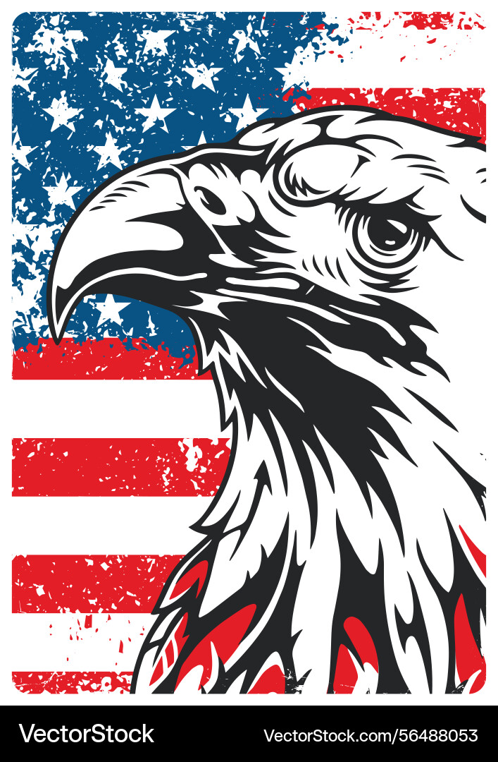 Eagle emblem on american flag Eagle emblem on american flag Vector Image