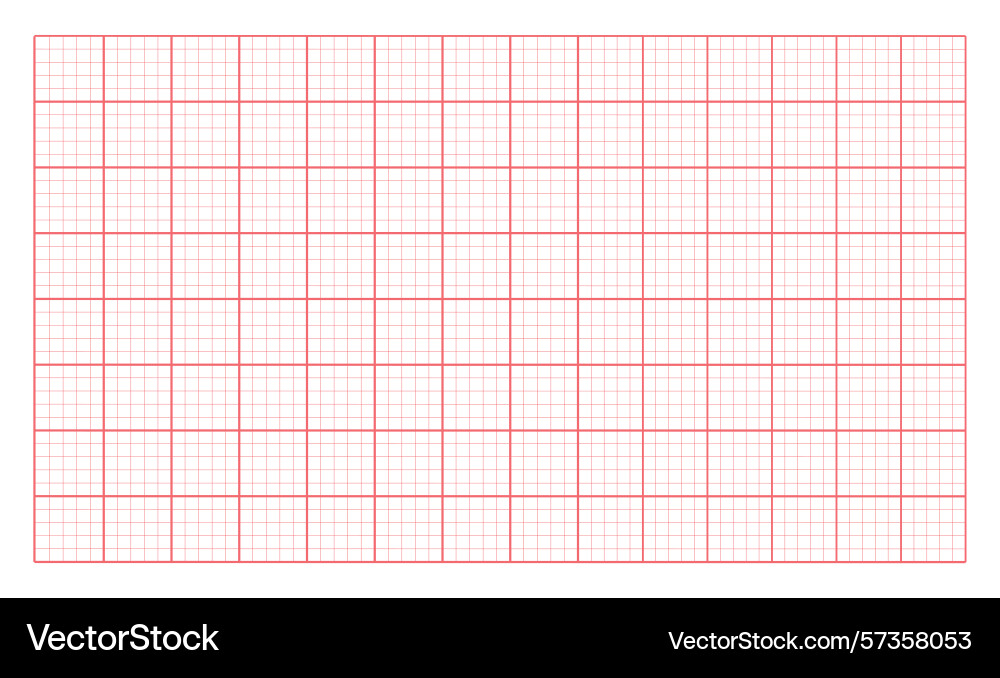 Graph paper with red grid lines vector image