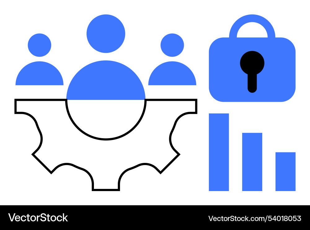 Team collaboration with security and performance Team collaboration with security and performance vector image