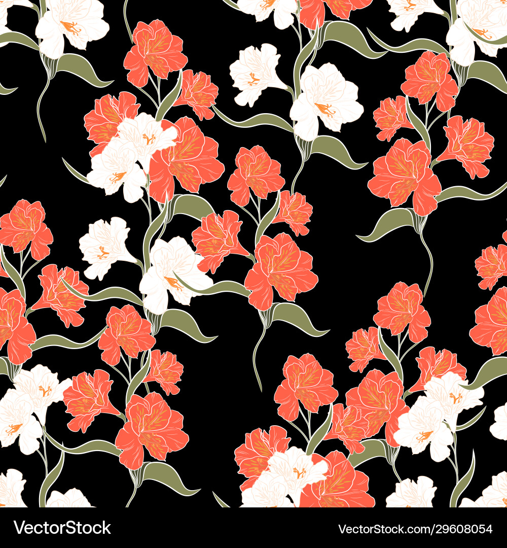 Flower seamless pattern with alstroemeria vector image