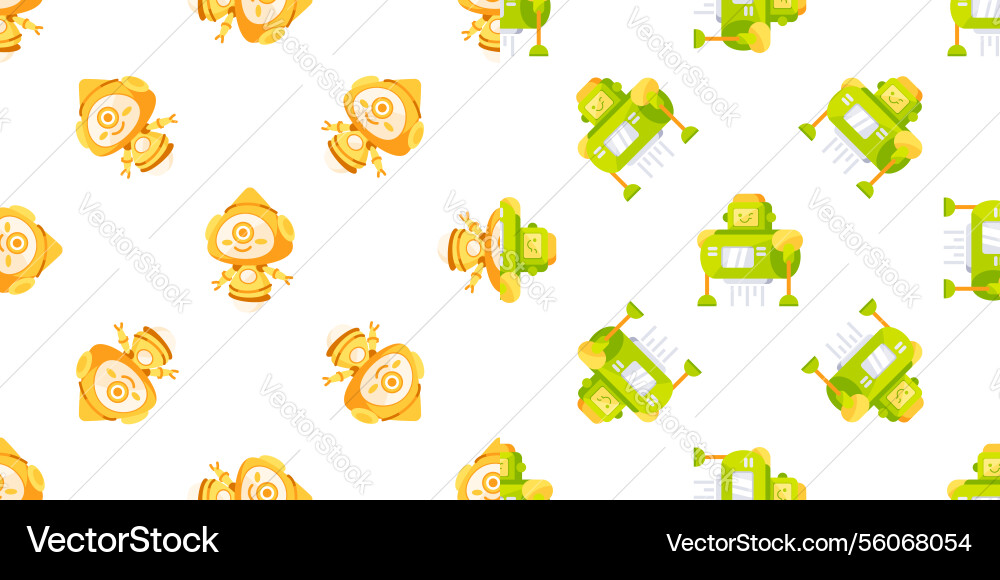 Friendly robots and droids repeating pattern Friendly robots and droids repeating pattern vector image