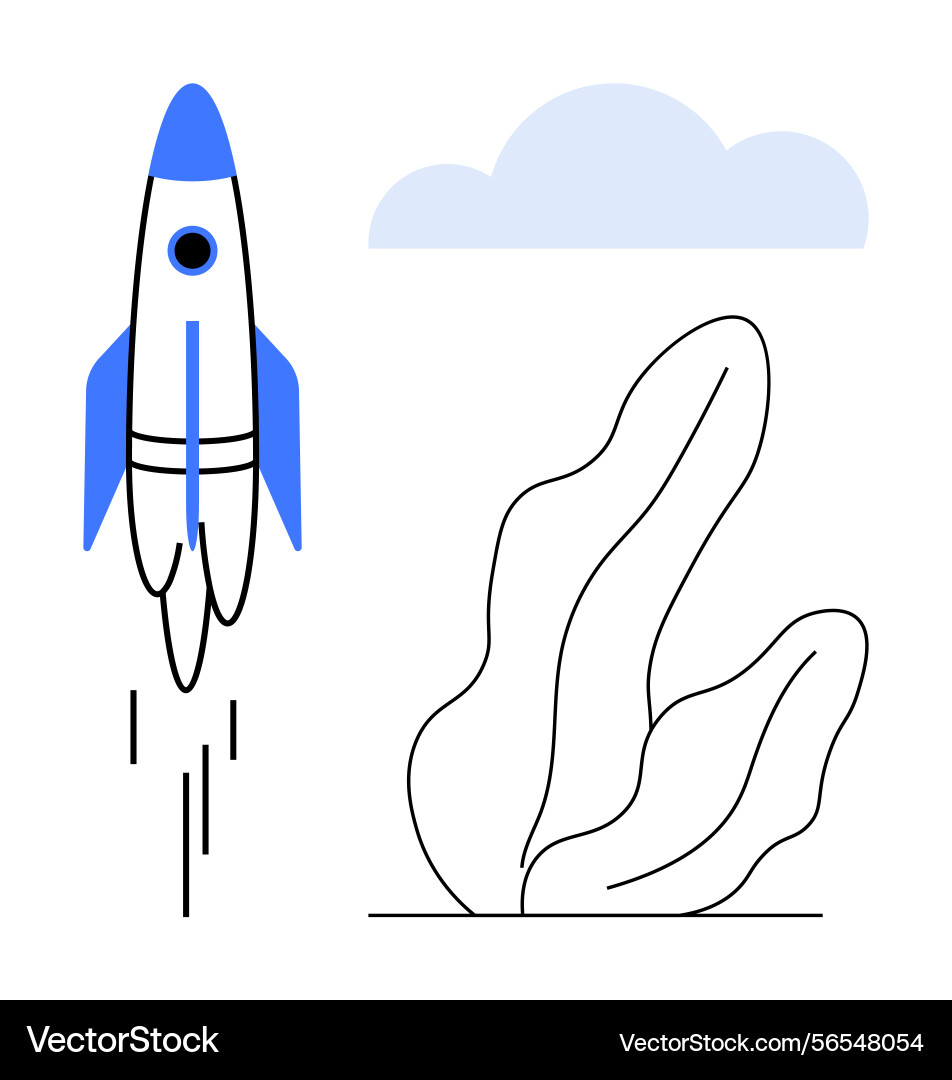 Rocket launch with minimalistic design and natural vector image