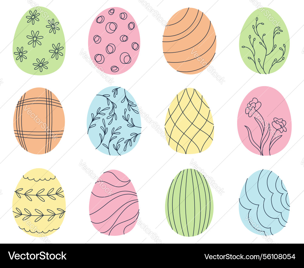 Set of easter eggs with different patterns Set of easter eggs with different patterns vector image