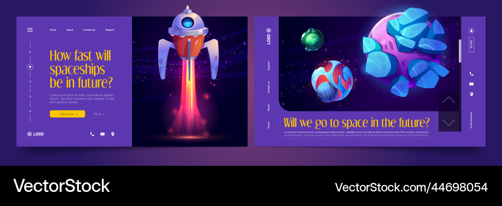 Set of space exploring landing page templates Set of space exploring landing page templates vector image