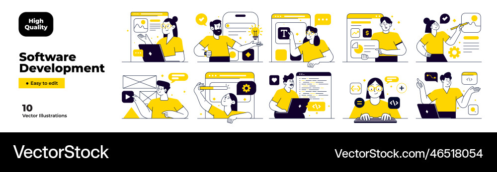 Software Development Team Collaboration Vector Image