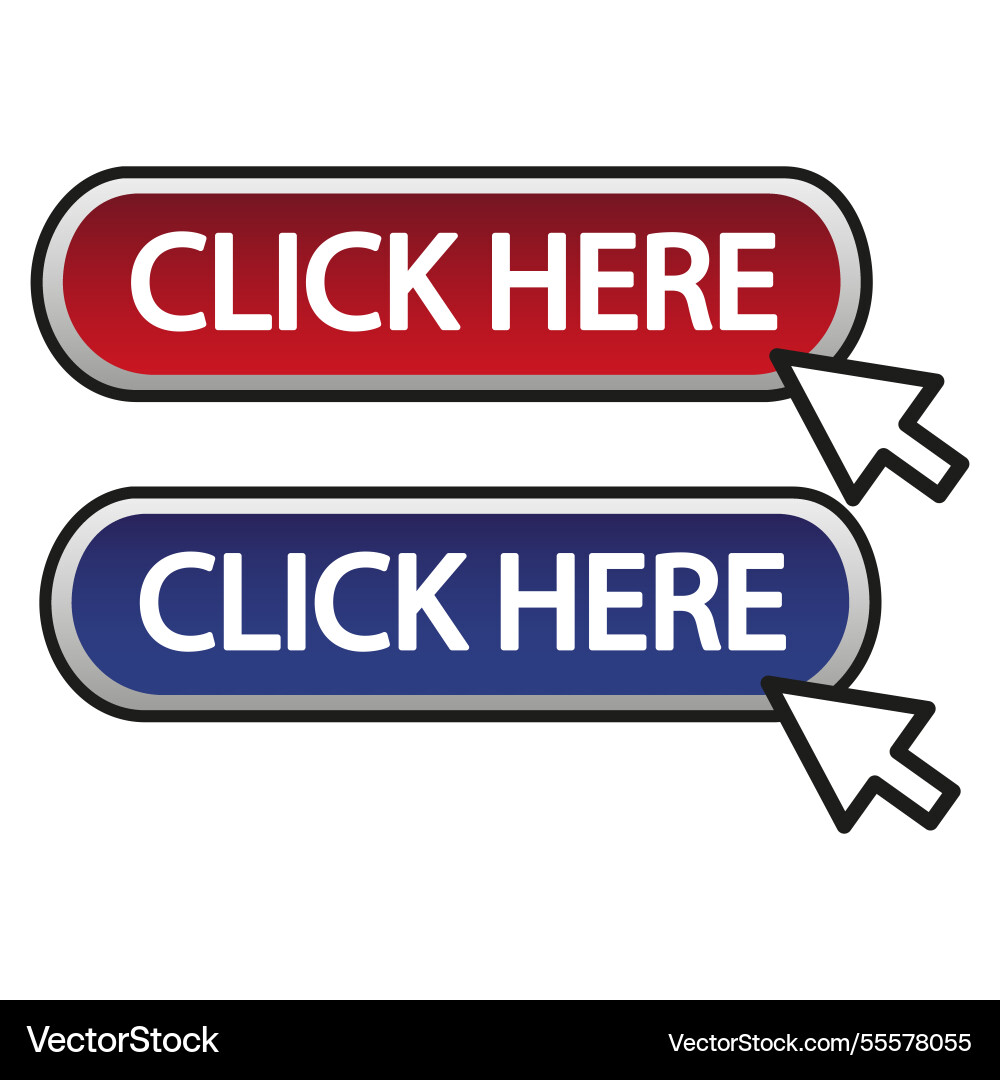 Click here button web navigation online action Click here button web navigation online action vector image