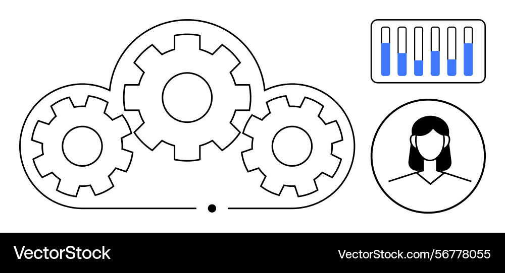 Cloud computing with gears progress bars Cloud computing with gears progress bars vector image