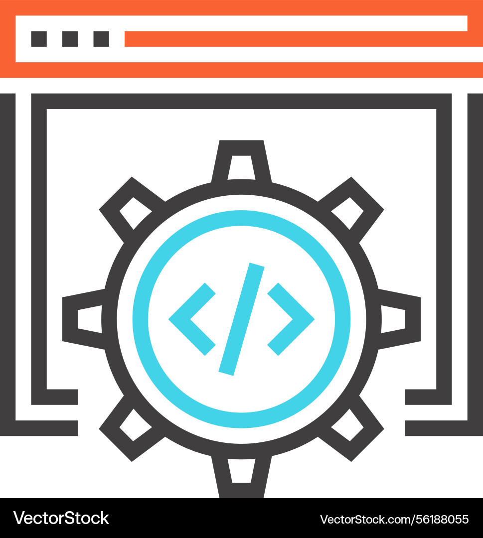 Code optimization flat line web icon concept vector image