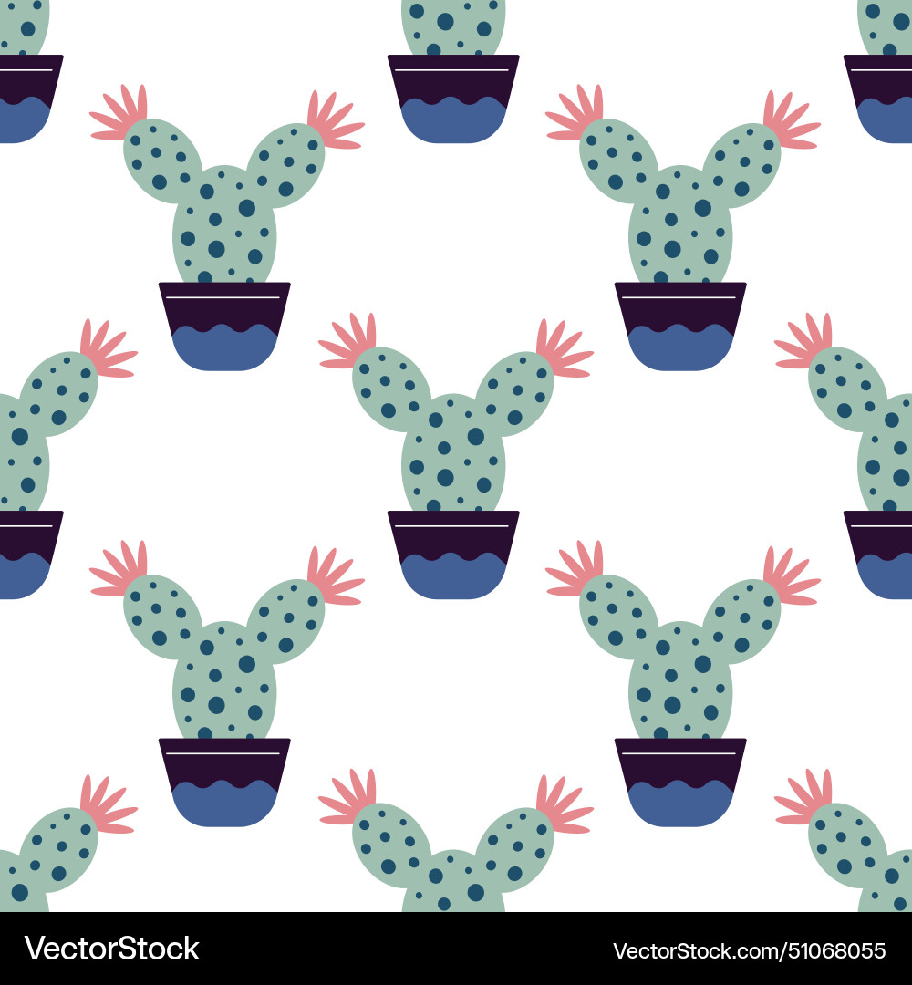 Cute cacti in boho style cactus seamless pattern Cute cacti in boho style cactus seamless pattern vector image
