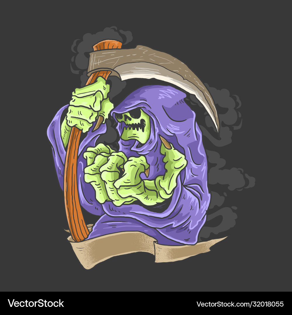 Cute Grim Reaper with Sickle vector image