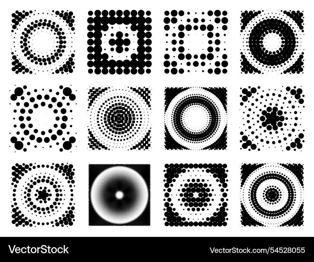 Design elements halftone dotted frames set Design elements halftone dotted frames set vector image