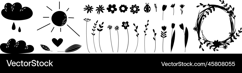 Floral Nature Wreath - Boho Elements Royalty Free Vector