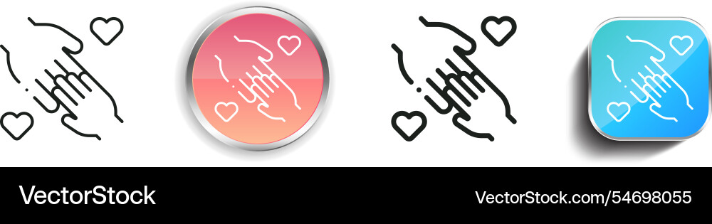 Holding hands icon thin linear regular and button Holding hands icon thin linear regular and button vector image