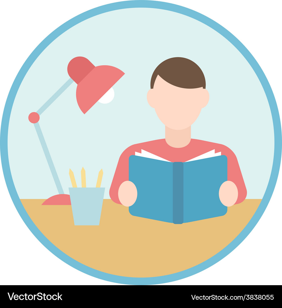 Man Reading, Idea Generation Vector Image