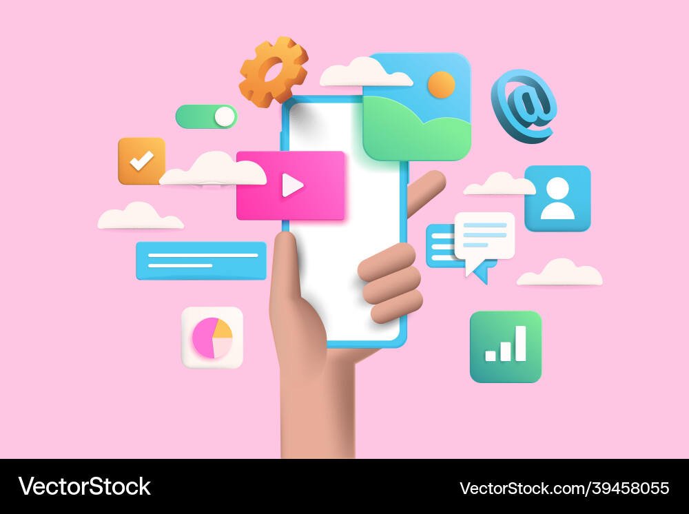 Modern 3d of app development Modern 3d of app development vector image