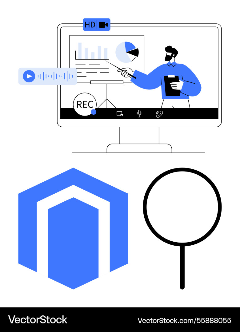 Online presentation with data analytics Online presentation with data analytics vector image