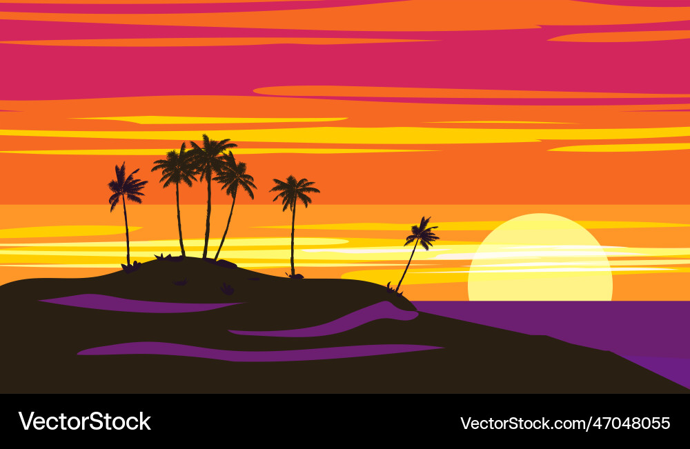 Tropische Sonnenuntergang Sommer Strand Landschaft exotisch Tropische Sonnenuntergang Sommer Strand Landschaft exotisch vektorbild