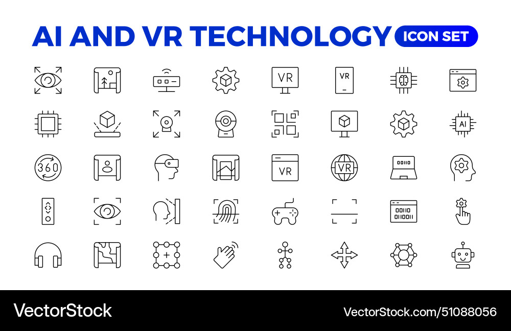 Artificial intelligence set of web icons in line Artificial intelligence set of web icons in line vector image