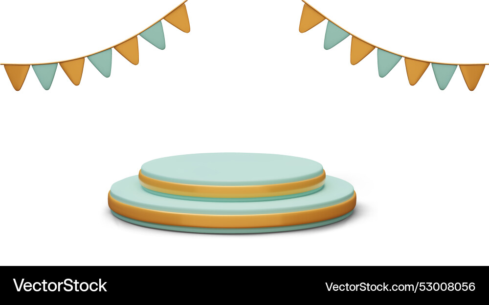 Round empty stage festive flags Round empty stage festive flags vector image