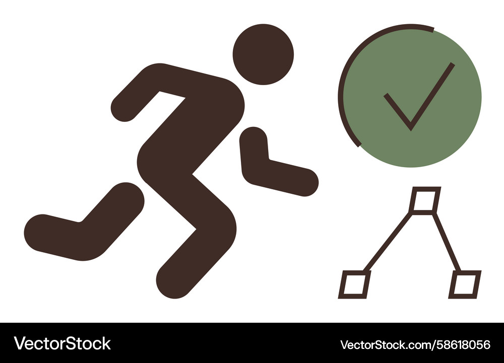 Running figure with time management and goal Vector Image