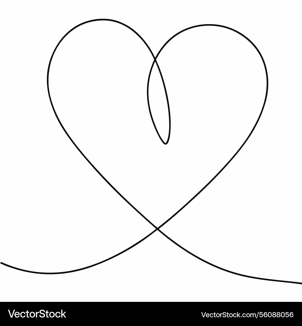 Simple continuous line drawing of a heart shape Vector Image